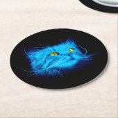 Blue Cat Face Runder Pappuntersetzer (Angewinkelt)