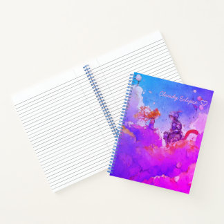 Blue Cat Girl Princess & Cat Knight Boy Notebook Notizblock