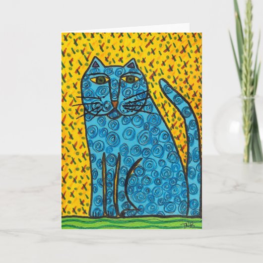 Blue Cat Grußkarte Karte (Vorderseite)