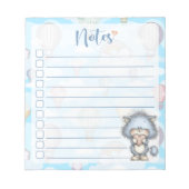 Blue Cat Hot Air Balloon Notes Notizblock (Vorderseite)