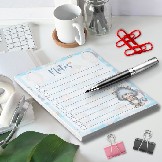 Blue Cat Hot Air Balloon Notes Notizblock