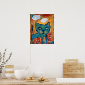 Blue Cat - Ich kann klopfen Poster (Küche)