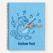 Blue Cat mit Violin-Notebook Notizblock (Vorderseite)