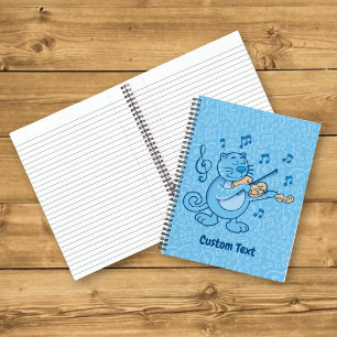 Blue Cat mit Violin-Notebook Notizblock