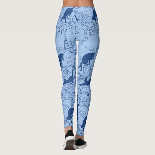 Blue Cat Paris Pattern Leggings (Rückseite)
