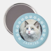 Blue Cat Paw druckt Frame Pet Foto Magnet (Vorderseite/Rückseite)