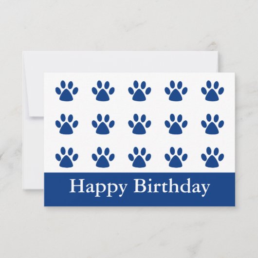 Blue Cat Paw Happy Birthday Flat Card (Vorderseite)
