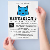 Blue Cat, Pet Store & Groomer Werbung Flyer (Hand)
