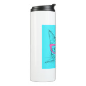 Blue Cat Pink Glasses Thermosbecher (Nach links gedreht)