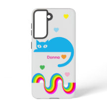 Blue Cat Rainbow Hearts Galaxy Case – Grau