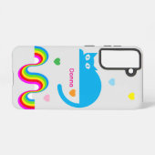 Blue Cat Rainbow Hearts Galaxy Case – Grau Samsung Galaxy Hülle (Rückseite (Horizontal))