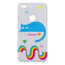Blue Cat Rainbow Hearts Handyhülle – Grau