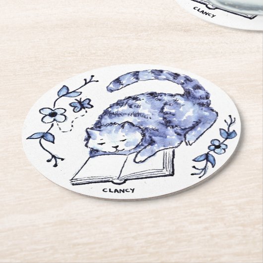 Blue Cat Reader Paper Untersetzer (Angewinkelt)