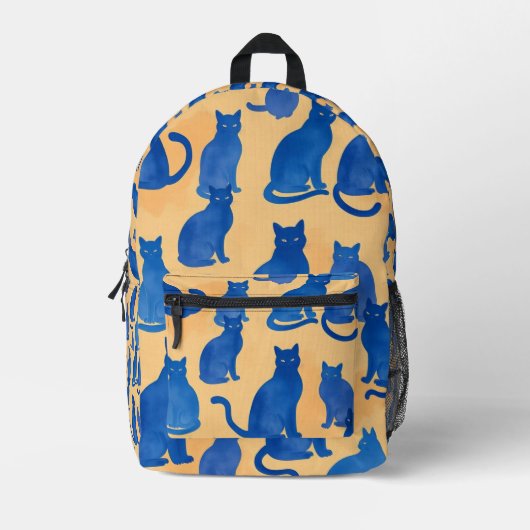 Blue Cat Silhouette Druck Nähtasche Bedruckter Rucksack (Vorderseite)