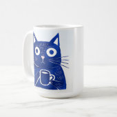 Blue Cat T - Shirt Kaffeetasse (Vorderseite Links)