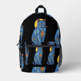Blue Cat Tattoo Print Cut Sew Bag Bedruckter Rucksack