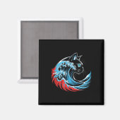 Blue Cat Wave for Kamala 47 Funny Cat Ladys 2024 Magnet (Vorderseite/Rückseite)