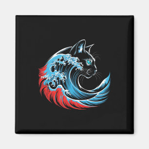 Blue Cat Wave for Kamala 47 Funny Cat Ladys 2024 Magnet