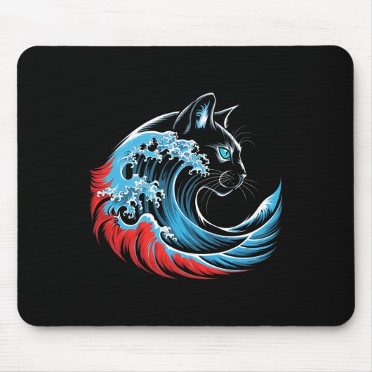 Blue Cat Wave for Kamala 47 Funny Cat Ladys 2024 Mousepad (Vorne)