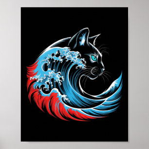 Blue Cat Wave for Kamala 47 Funny Cat Ladys 2024 Poster