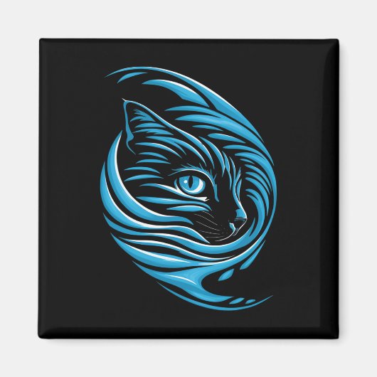 Blue Cat Wave for Kamala 47 Funny Cat Ladys Harri Magnet (Vorne)