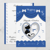 Blue Cat Wedding Couple Einladungen (Vorne/Hinten)