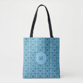 Blue Cats Hypnotic Strip Pattern Monogram Spot Tasche (Vorderseite)