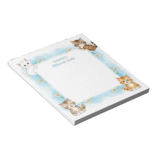 Blue Cats Personalisiert Mitzvah Notes Notepad Notizblock (angewinkelt)