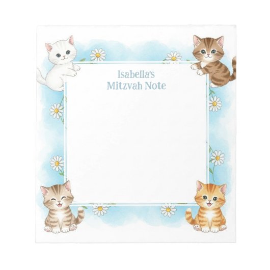 Blue Cats Personalisiert Mitzvah Notes Notepad Notizblock (Vorderseite)