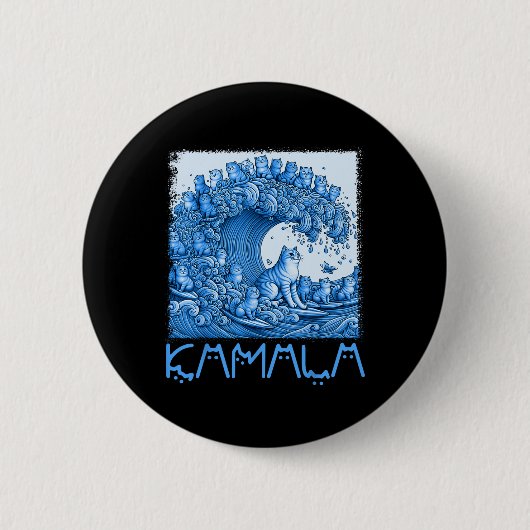 Blue Cats Wave for Kamala 2024 Button (Vorderseite)