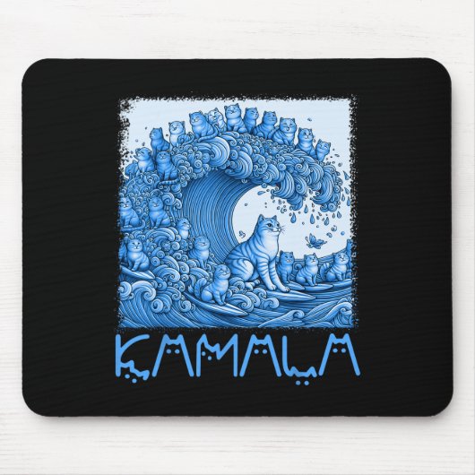 Blue Cats Wave for Kamala 2024 Mousepad (Vorne)