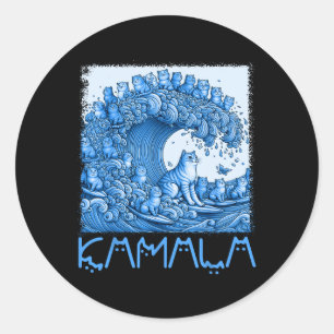 Blue Cats Wave for Kamala 2024 Runder Aufkleber
