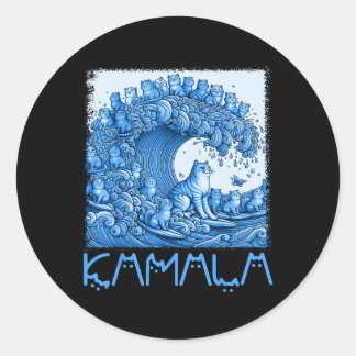 Blue Cats Wave for Kamala 2024 Runder Aufkleber