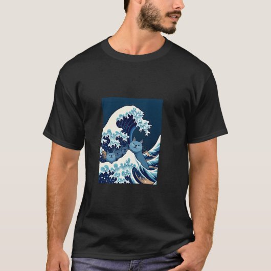 Blue Cats Wave for Kamala Funny Cat Lady T Shirt (Vorderseite)