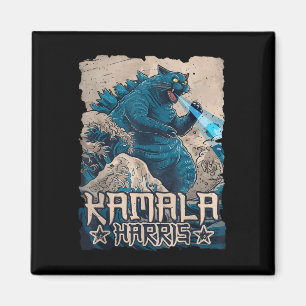 Blue Cats Wave for Kamala Harris Japanese Art Kaij Magnet