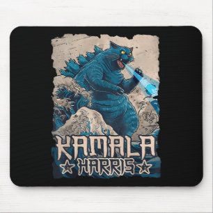 Blue Cats Wave for Kamala Harris Japanese Art Kaij Mousepad