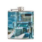 Blue Cattle Truck & Highway für Lkw-Liebhaber Flachmann (Vorderseite)