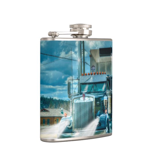 Blue Cattle Truck & Highway für Lkw-Liebhaber Flachmann (Rechts)