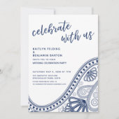 Blue Celebrate mit US Paisley Empfang-Only Einladung (Vorderseite)