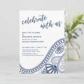 Blue Celebrate mit US Paisley Empfang-Only Einladung (Stehend Vorderseite)