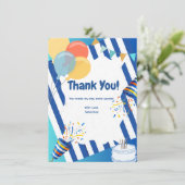 Blue Celebration Dankeschön Card Dankeskarte (Stehend Vorderseite)