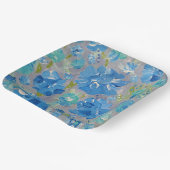 Blue Celebration Floral, 9" Square Paper Plate Pappteller (Gewinkelt)