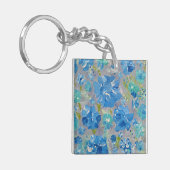 Blue Celebration Floral Acrylic Key Chain Schlüsselanhänger (Vorderseite links)