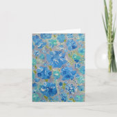Blue Celebration Floral Note Card Dankeskarte (Vorderseite)