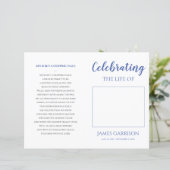 Blue Celebration of Life Funeral Foto Program (Stehend Vorderseite)