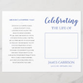 Blue Celebration of Life Funeral Foto Program (Vorderseite)