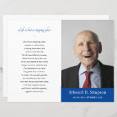 Blue Celebration of Life Funeral Program Foto (Vorne/Hinten)