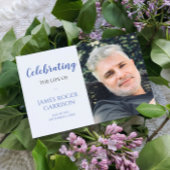 Blue Celebration of Life Prayer Card mit Foto Begleitkarte