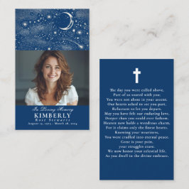 Blue Celestial Beerdigung Gedenkstätte Gebet Foto- Visitenkarte