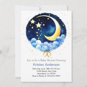 Blue Celestial Dreamland Boy Baby Dusche Einladung